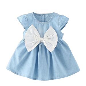 Dzieci Bawełniane Dziewczyny Dress 2020 Summer Princess Bowknot Sukienka Tunika Dzieci Kostium Dla Dzieci Sukienki Odzież Q0716