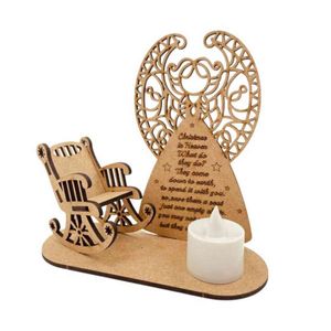 Boże Narodzenie Pamięci Świeca Ornament Anioł Wiersze do upamiętniają Loved Ones Ones Odzież Krzesło Dekoracje DIY Drewniane Orn
