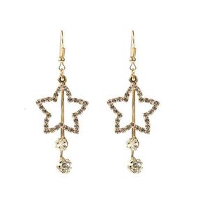 Charms Ear Stud Clip Rings Coreano Shining Five Star Star Rhinestone Fashion Lungo Temperamento Pendente Esagerato Goccia d'acqua