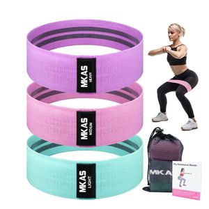 Hip Fitness Resistance Bands Exercício Treino Tradução Tecido Loop Yoga Booty Bandas 3 Piece para perna Coxa Butt Squat Kned Equipment C0224