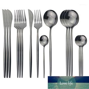 16Pcs/Set Dinnerware Set Black Cutlery Set Stainless Steel Flatware Knives Fork Spoon Kitchen Party Tableware Silverware1 Factory price expert design Quality