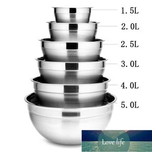 6 pcs tigelas de aço inoxidável conjunto 1.5-5L Capacidade assentamento de mistura de tigela Cozinha Cozinhar salada tigelas de armazenamento de alimentos vegetais