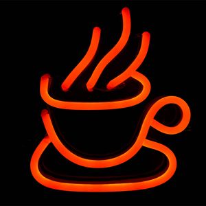 Kleines Kaffeetasse-Schild für Bar, KTV, Club, Café, niedliche Wanddekoration, handgefertigt, weißes LED-Neonlicht, 12 V, superhell
