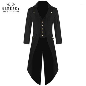 Artı Boyutu 5XL Erkek Ortaçağ Ceket Korsan Kostüm Tailcoat Rönesans Steampunk Gotik Viking Victorian Smokin Frak Mont