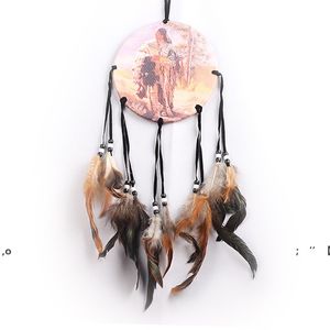 Oil Painting Style Handmade Dream Catcher Net with feathers Wall Hanging Dreamcatcher Craft Gifts RRA10395