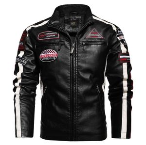 Motorcycle Jacket For Men In Autumn Winter Fashion Casual Leather Embroidered Aviator Jacket In Winter Velvet Pu Jacke