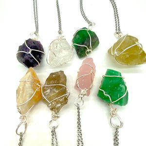 Irregular Natural Crystal Quartz Prata Banhado Colares Handmade Mulheres Homens Pingente Original Statyles Decoração Jóias