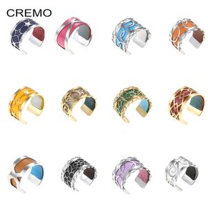 Cremo Rostfritt stål Bijoux Justerbar Bague Femme Argent Reversible Utbytbara läder Ringar Mujer