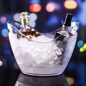 Large Transparent Ice Bucket Portable Fridge Beer Champagne Wine Ice Grain Bucket Bar Lid Space Saving Cube Maker Tools