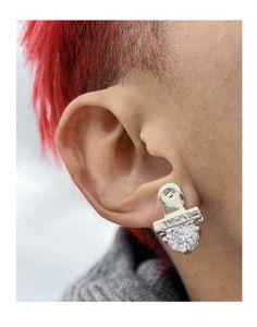 925 Silver Earrings Nail Clip Stud Men's Diamond-Studded Street High-End 2021 New Personality Hip-Hop Fashion Jewelry