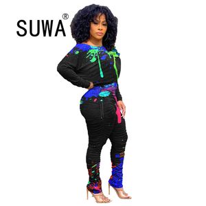 Wholesale Product Women Tracksuit 2 Piece Set Winter Hoodies Sweatshirt Joggers Baggy Pants Casual Outfits 210525