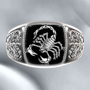 Top-quality Gothic Punk Scorpion Male Retro Ring Pattern Totem Rings for Men Hip Hop Viking Jewelry Bague Femme