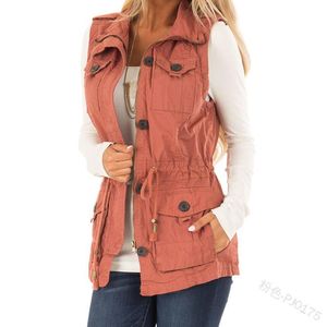 Women's Vests WEPBEL Winter Fashion Casual Slim Vintage Women Jackets Vest Sleeveless Pockets Zipper Button Autumn Ladies
