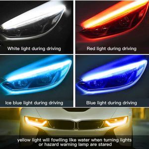 New 2Pcs LED DRL Daytime Running Light Car Styling Dynamic Streamer Flow Amber Blub Turn Signal Warning Steering Fog Day Lamp