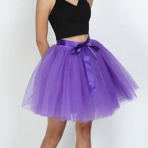 Röcke Lila Puffy Tüllrock Damen Mesh Tutu Prom Petticoat Brautjungfer Abend Party Hochzeit Gastkleid Saia Faldas Corta