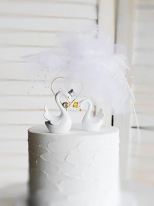 Other Event & Party Supplies Affection White Swan Crown Cake Toppers For Wedding Bride Happy Birthday Decoration Love You Cute Gifts