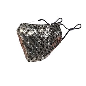 Maschera con paillettes Lucido Bling Riutilizzabile Decorazione per feste in maschera Panno di cotone Maschere con paillettes Donne Ragazze Protezione antipolvere per adulti JY0248