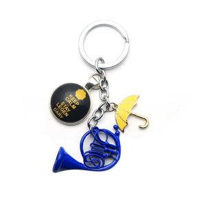 Hurtownie 20 sztuk / partia Himym Jak Poznałem Twoja Matka Żółty Parasol Matka Niebieski Francuski Horn Keychain Key Holder Wisiorek Keychain H0915