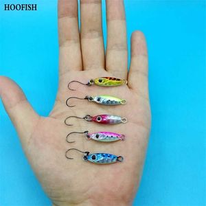 Hoofish 10 pçs / lote Metal Jig Colher Lure com único gancho 3g / 6g costa artificial artificial isca dura pequena 211224