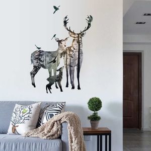 DIY An elk silhouette wall art stickers Home Decoration Creative corridor mural The New large size PVC Transparent deer poster