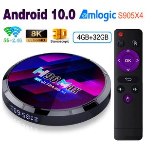 スマートテレビボックスAndroid 10 4GB 32GB AMLOGIC S905X4 HD 8K 1080P TIK TOKメディアプレーヤーH96 MAX X4 Google Voice Assistant TVBox 2.4G 5G WiFi