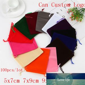 100pcs/lot 5x7 7x9 9x12 15x20cm Velvet Bag Bracelet Gifts Jewelry Packaging Bags Drawstring Gift Bag Pouches Can Custom Logo