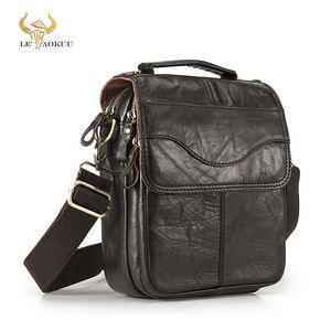 Kvalitet Original Läder Man Casual Shoulder Messenger Bag Cowhide Fashion Cross-Body Bag 8 