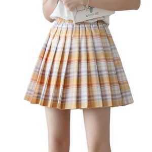 Kjolar harajuku mode veckade mini kjol kvinnor sommar kawaii hög midja skolflickor cosplay pläd tennis tonåringar uniform kort