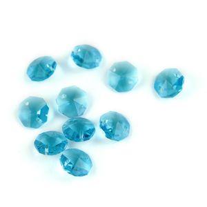 Aquamarine 14mm Octagon Beads With 1 Hole/2 Holes Crystal Lighting Lamp Parts Beads Strand Component For Home Wedding & DIY