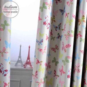 Pink blue butterfly blackout Curtain for children baby room colorful Curtain for girl's room window drapes for kindergarden 210913