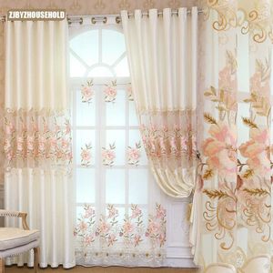 Gardiner för vardagsrum matsal sovrum stil europeisk gardin blomma garn jacquard tyg produkt anpassningsfönster 210712