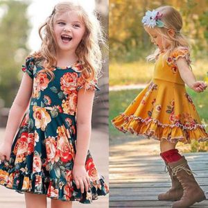 Maluch Kid Baby Girls Bawełna Kwiatowy Letni Party Pageant Tutu Dress Sundress Q0716