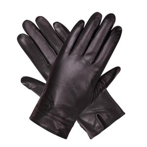 Fingerless Gloves Winter Touch Screen Leather Men'S Warm Thick Windproof Driving Sheepskin M18008-5