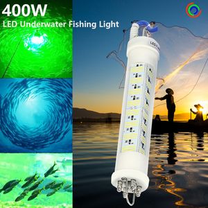 400W 5M LED Underwater Fishing Light Lure Bait Finder Night Lamp 12V/24V with Battery Clip