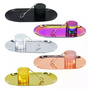 Cool Smoking Colorful Herb Tobacco Grind Spice Miller Grinder Portable Preroll Rolling Cigarette Ring Clamp Finger Clip Tray Alta qualità DHL Free