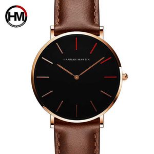 Drop Wysokiej Jakości Japonia Ruch Kwarcowy Wodoodporny Projekt Kreatywny Kobiety Zegarek Rose Gold Black Leather Ladies Watch 36mm 210527