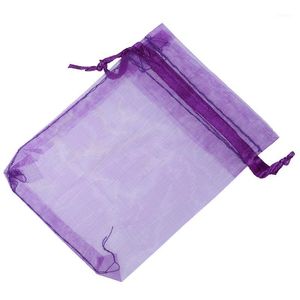 Gift Wrap 100 Dark Purple Organza Wedding Favour Candy Bags Jewellery Pouches 7cm X 9cm