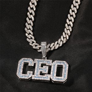 Hip Hop Iced Out Lettre Personnalisée Collier Or Plaque Couleur Zircon Diamant Nom Pendentif Collier