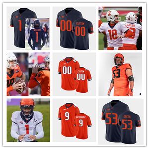 Custom Illinois Fighting Illini Football Jersey Cooper Davis Deuce Spann Jordyn Slaughter 16 Samari Collier 4 Khmari Thompson Pat Bryont Josh Kreutz JerZhan Newton