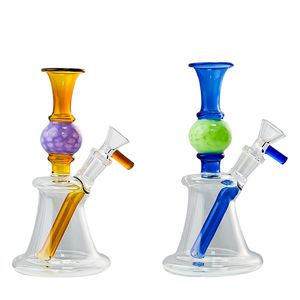 Neueste Kugelform Bindel-Glasbongs Gerade Perc-Öl DAB-Rigs N Löcher Perkolator 7 Zoll 14mm Mini kleine Wasserleitungen mit Schüssel