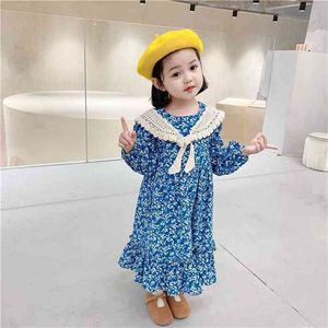 グーポソン冬のフリースの花の女の子のドレス韓国のファッションレースのショール長袖プリンセスドレス幼児ガールズコスチュームVestidos 210715