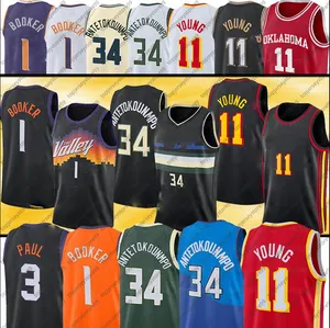 Professional Men 34 Giannis 1 Devin Young 3 Chris Booker Paul Basketball Jerseys Antetokounmpo 11 Trae Stitched Jersey Size S-2XL