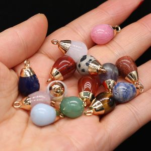 Delicate Waterdrop Natural Stone chakra Charms Teardrop shape Pendant Rose Quartz Healing Reiki Crystal Finding DIY Necklaces Women Jewelry 10x18mm