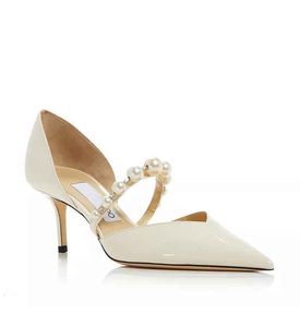 Bröllopsfest klänning pumpar lyxiga designer skor kvinnor höga klackar aurelie orsay pumpar patent läder tips sexig dam sko