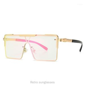 Солнцезащитные очки Sqaure для женщин, мода 2021, цельные солнцезащитные очки больших размеров, мужские плоские зеркальные оттенки FML1