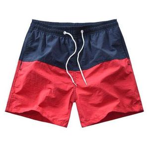 Homens Elastic Soft Resipatível Shorts Moda Simples Cor Blocos Familiar Loose Beach Solta Casual 210714