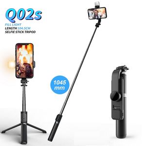 Cell Phone Holders Wireless bluetooth selfie stick foldable mini tripod with fill light shutter remote control for IOS Android2418945
