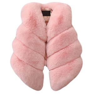 Fashion Warm Thick Colorful Children Girls Faux Fur Vest Autumn Winter Waistcoats Outerwear Baby Girl Christmas Clothes 211203