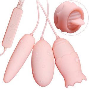 Vuxen Produkt Sexleksaker Kvinna Silikon Dubbel Vibrerande Ägg Tung Licker Wear Toy Onani Massager