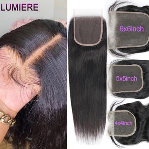 Hair Closure Lumiere 8-24Inch HD 6x6 Lace Brazilian Bone Straight 4x4 5x5 Transparent Frontal Prepluncked